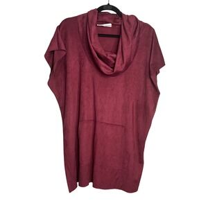 Bryn Walker Faux‎ Suede Pocket Poncho Tunic Top Size S Porto Burgundy